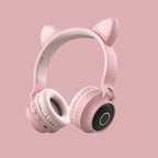 Casque Bluetooth Cat Ear – Sans fil, LED lumineuses, micro intégré et design pliable pour enfants