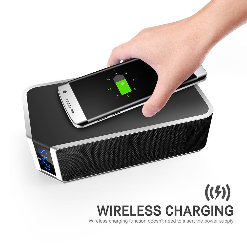 Enceinte Bluetooth FM avec réveil et charge sans fil – 5W