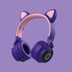 Casque Bluetooth Cat Ear – Sans fil, LED lumineuses, micro intégré et design pliable pour enfants