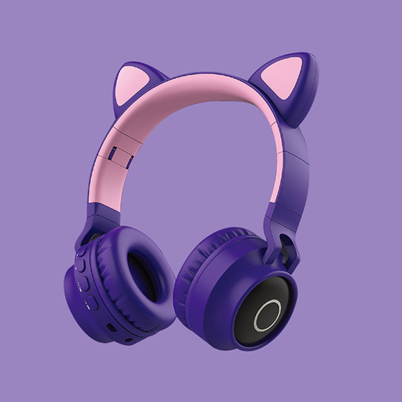 Casque Bluetooth Cat Ear – Sans fil, LED lumineuses, micro intégré et design pliable pour enfants