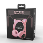 Casque Bluetooth Cat Ear – Sans fil, LED lumineuses, micro intégré et design pliable pour enfants