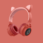 Casque Bluetooth Cat Ear – Sans fil, LED lumineuses, micro intégré et design pliable pour enfants