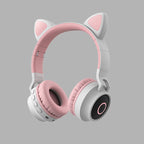Casque Bluetooth Cat Ear – Sans fil, LED lumineuses, micro intégré et design pliable pour enfants